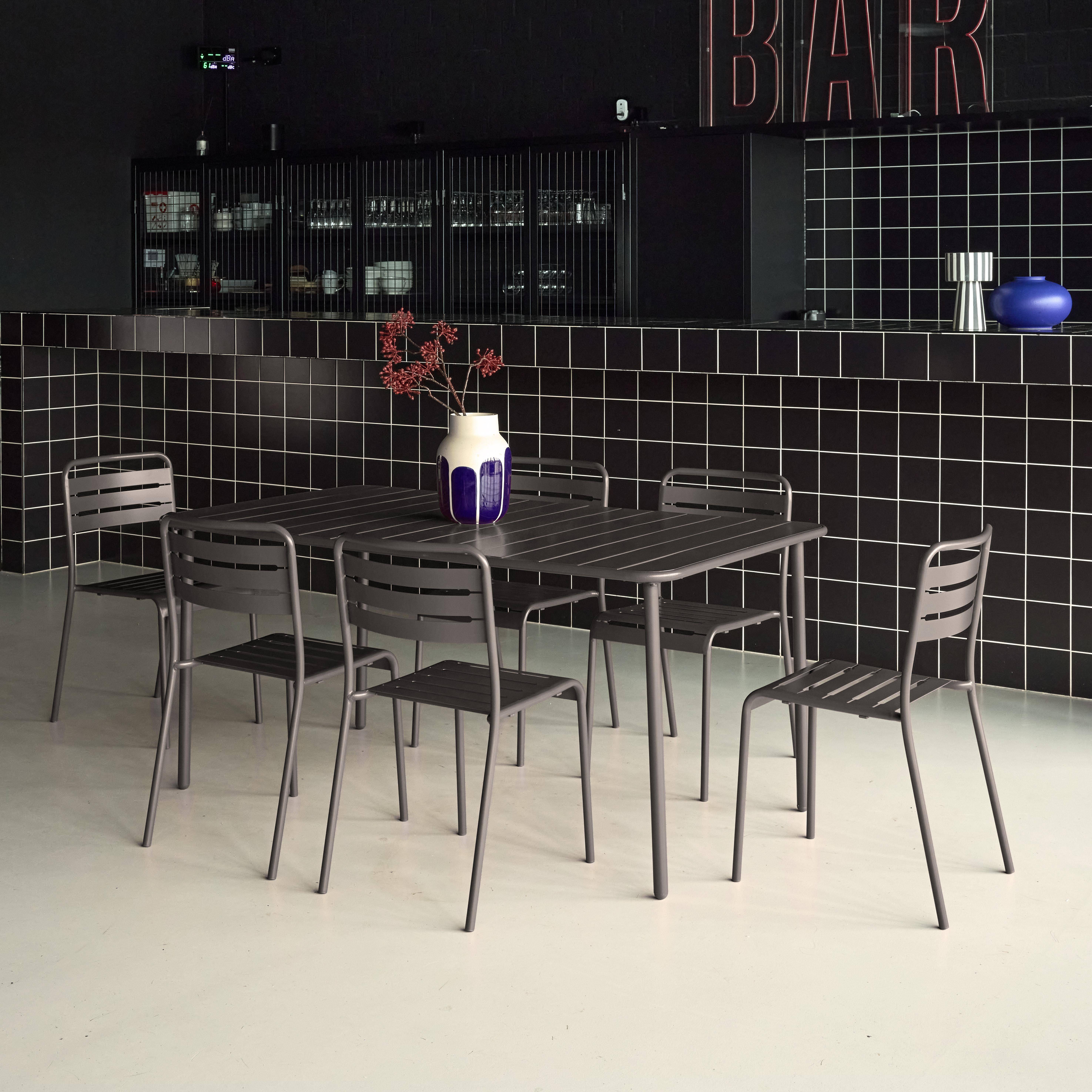 Mesa de jardim em metal com 6 cadeiras, 160cm Antracite - 160x90x72.5 cm Photo2