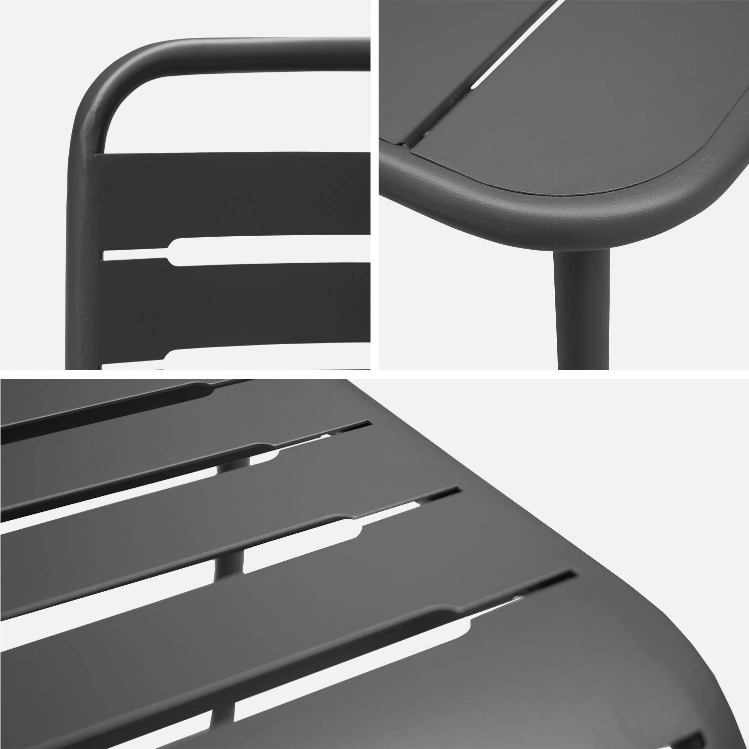 Table de jardin en métal anthracite Amélia + 6 chaises, traitement antirouille, lattes et bords arrondis  Photo7
