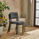 Table de jardin en métal anthracite Amélia + 6 chaises, traitement antirouille, lattes et bords arrondis  Photo3