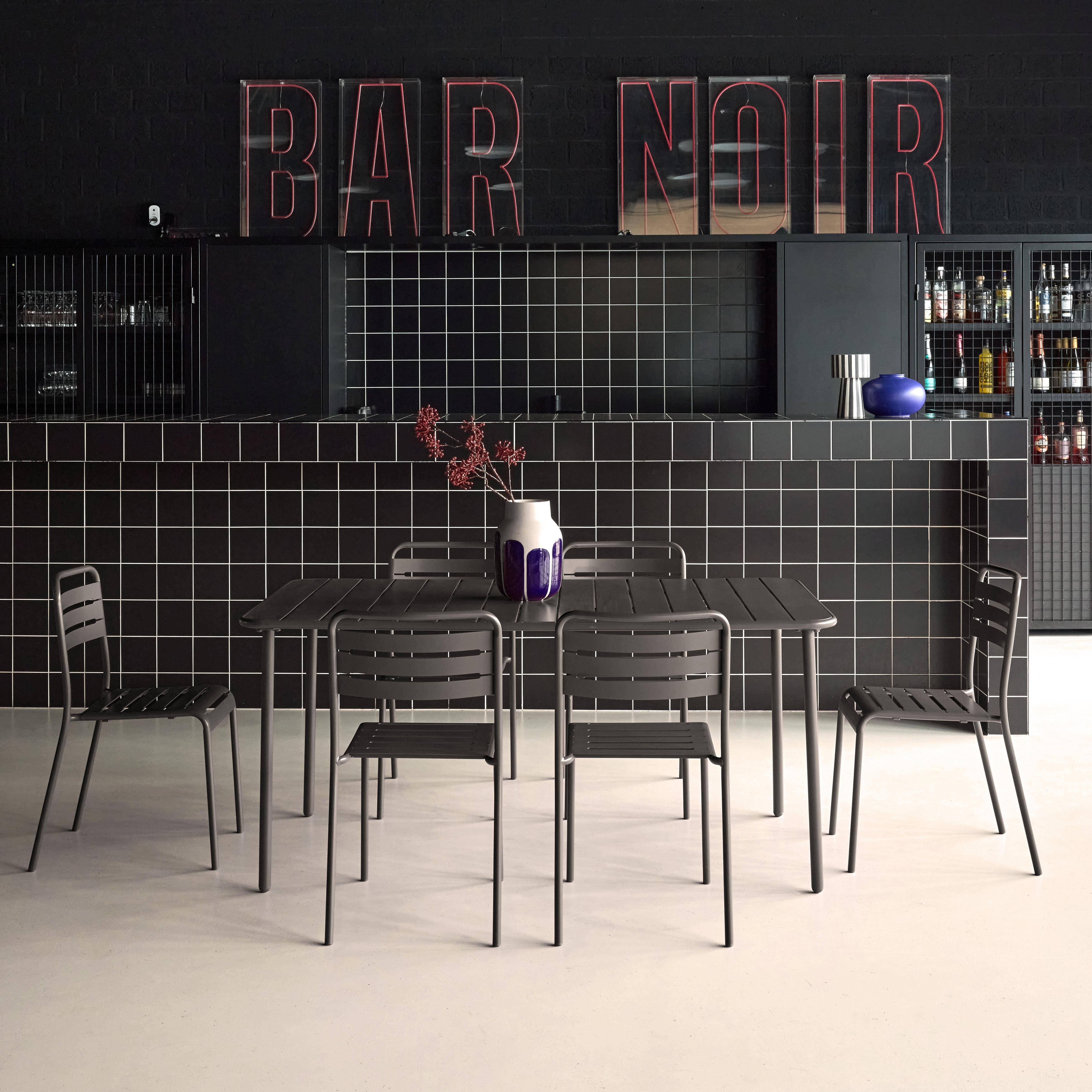 Set tavolo da giardino bistrot in metallo con 6 sedie Antracite - 160x90x72.5 cm,sweeek,Photo2