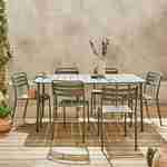 Mesa de jardim Amélia savannah em metal + 6 cadeiras, tratamento anti-ferrugem, ripas e cantos arredondados Photo1