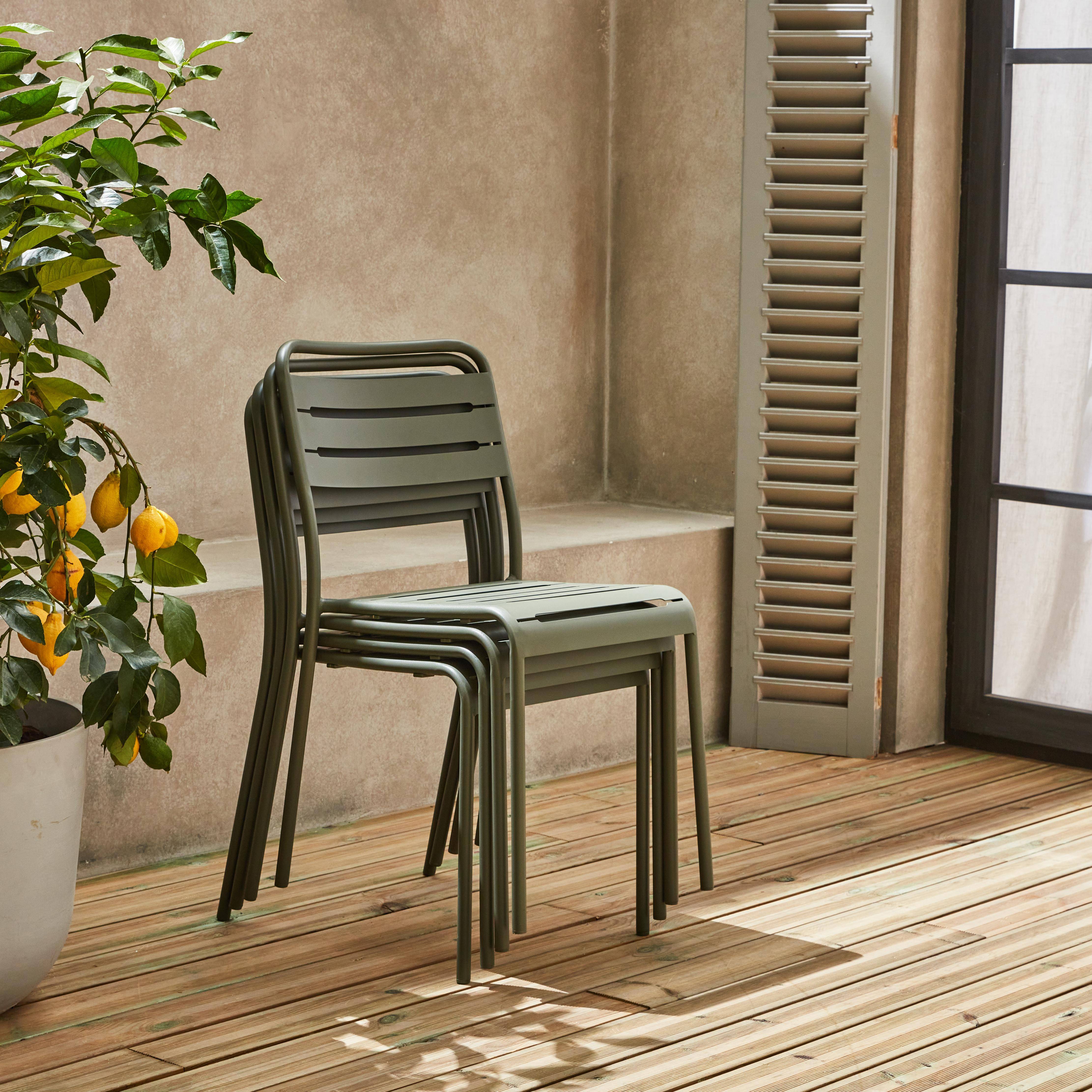 Savane kleurig metalen tuintafel, 6 stoelen, Amélia, roestvrij behandeld, latten en afgeronde hoeken Photo3
