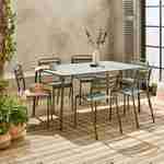 Table de jardin en métal savane Amélia + 6 chaises, traitement antirouille, lattes et bords arrondis  Photo2