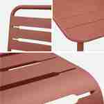 Amélia terracotta metalen tuintafel + 6 stoelen, roestvrij behandeld, latten en afgeronde hoeken Photo8