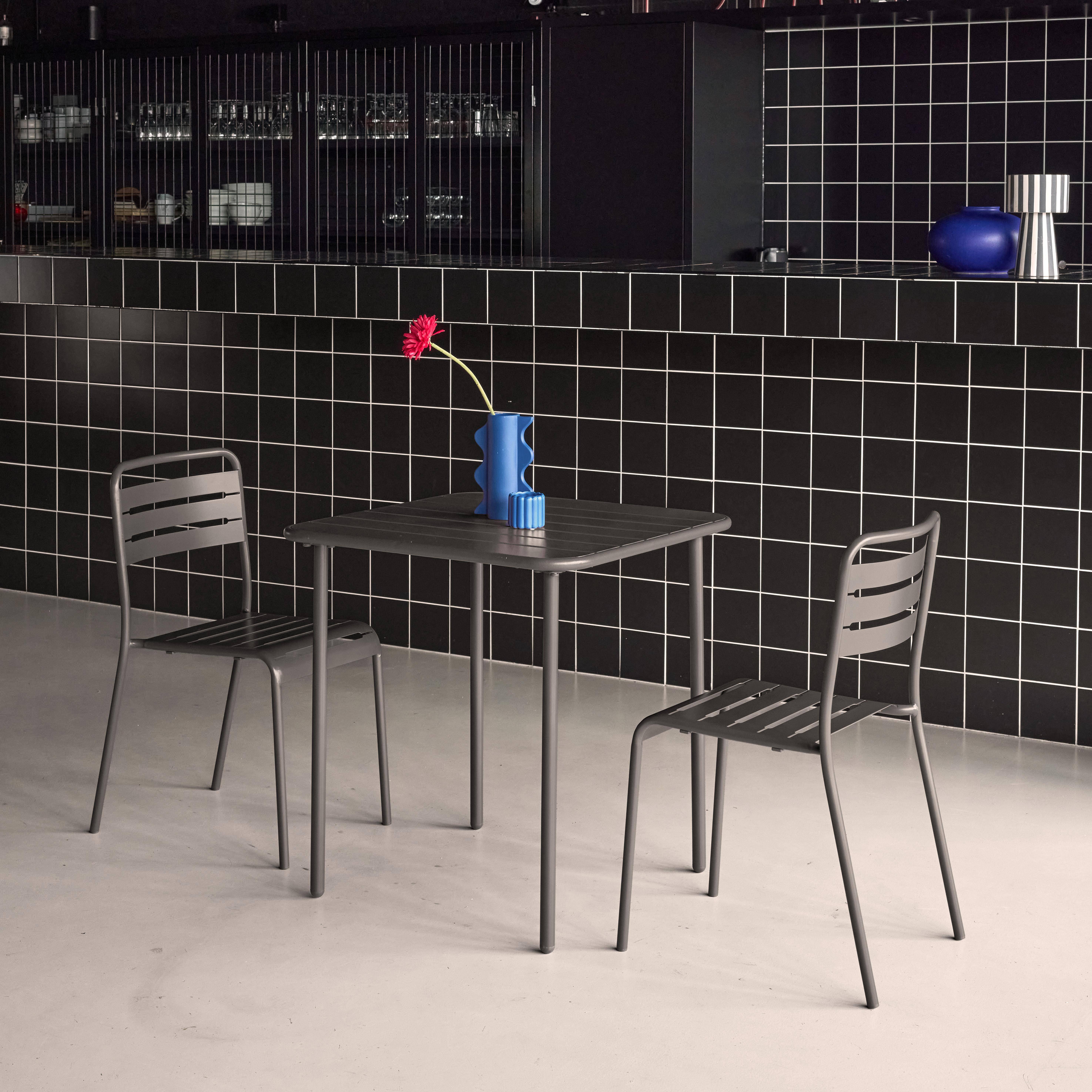 Mesa de jardín de metal con 2 sillas, Amelia, Antracita, 70x70x72.5 cm Photo2