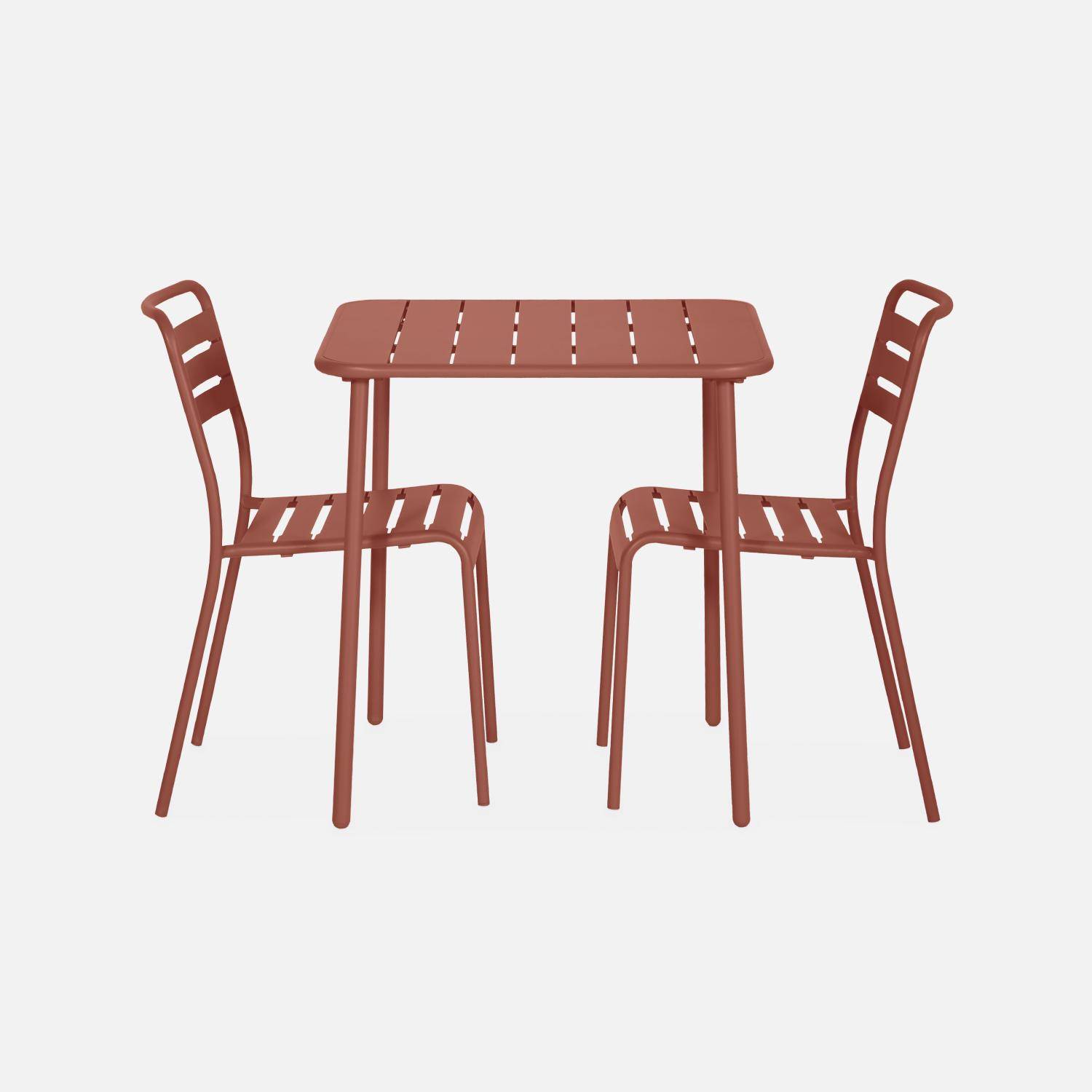 Amélia antraciet metalen tuintafel met 2 stoelen, latten en afgeronde hoeken, roestbestendige afwerking,sweeek,Photo5