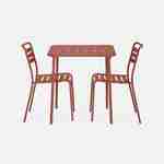 Amélia antraciet metalen tuintafel met 2 stoelen, latten en afgeronde hoeken, roestbestendige afwerking Photo5