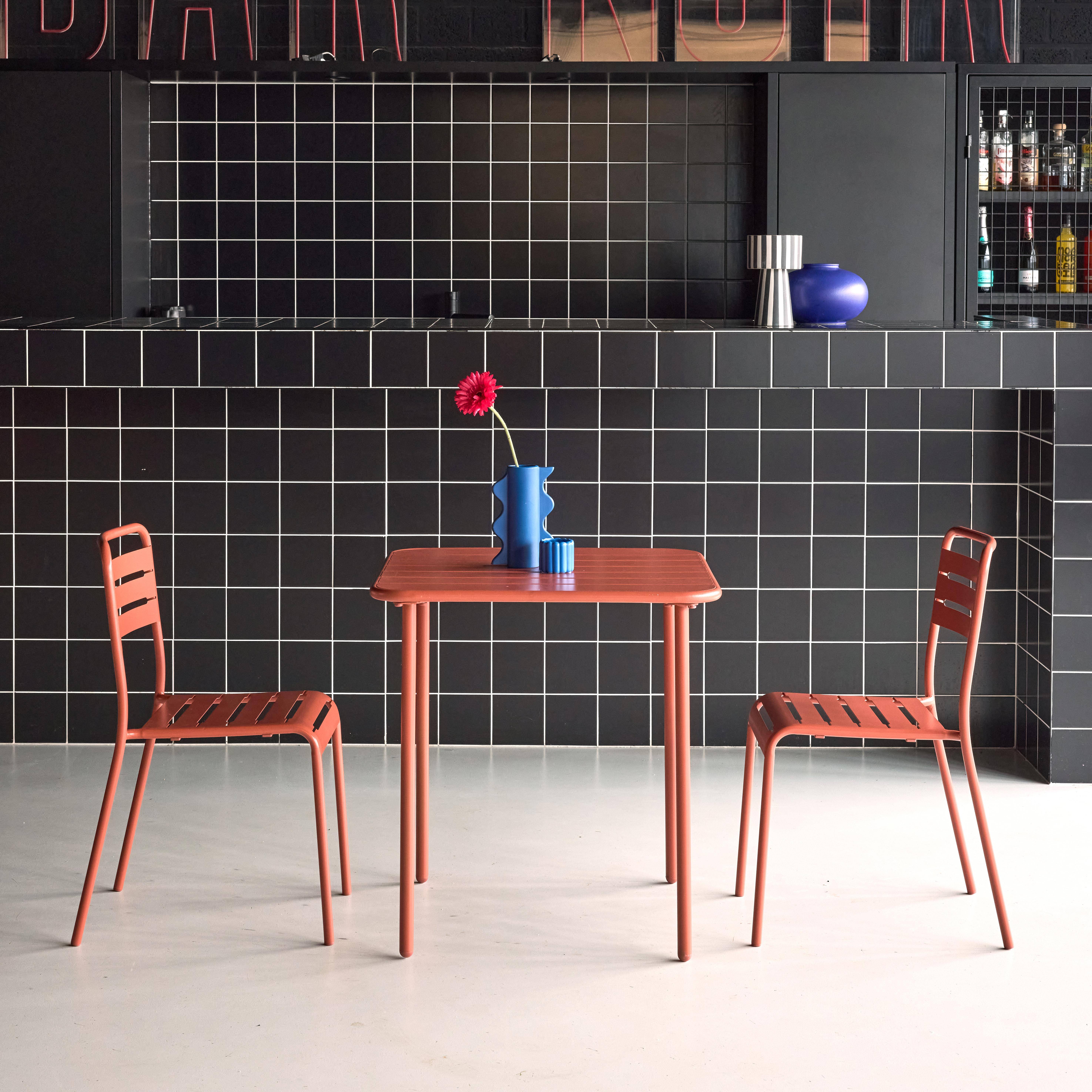 Table de jardin métal terracotta Amélia avec 2 chaises,sweeek,Photo1