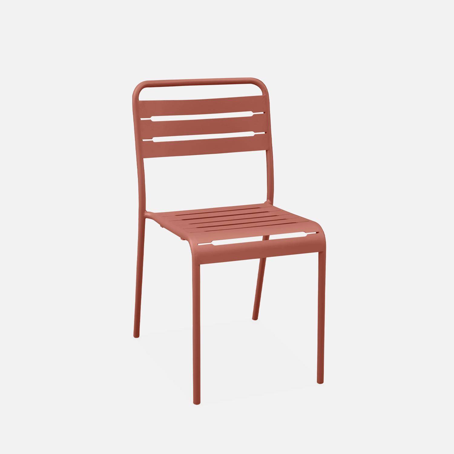 Amélia antraciet metalen tuintafel met 2 stoelen, latten en afgeronde hoeken, roestbestendige afwerking,sweeek,Photo7