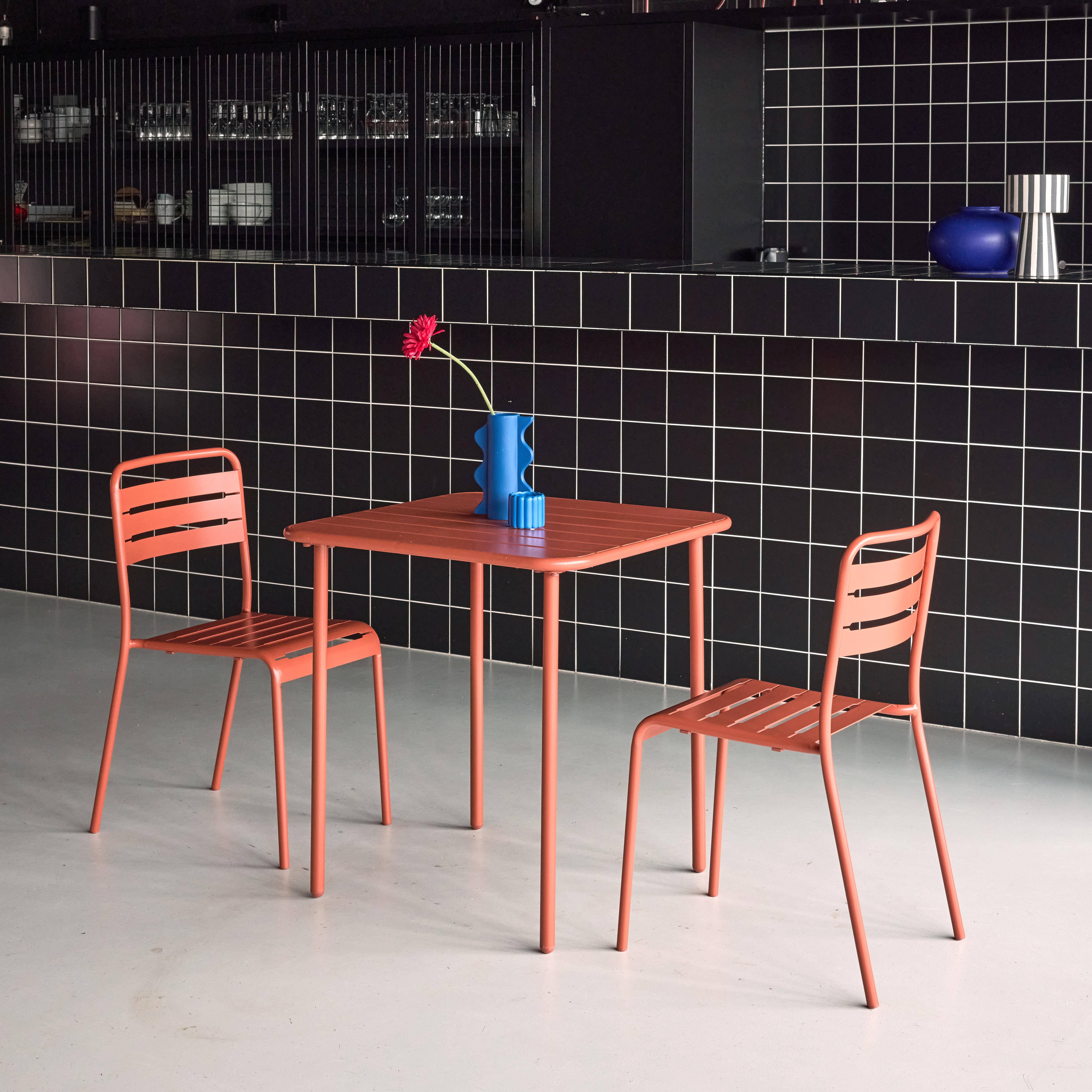 Table de jardin métal terracotta Amélia avec 2 chaises,sweeek,Photo2