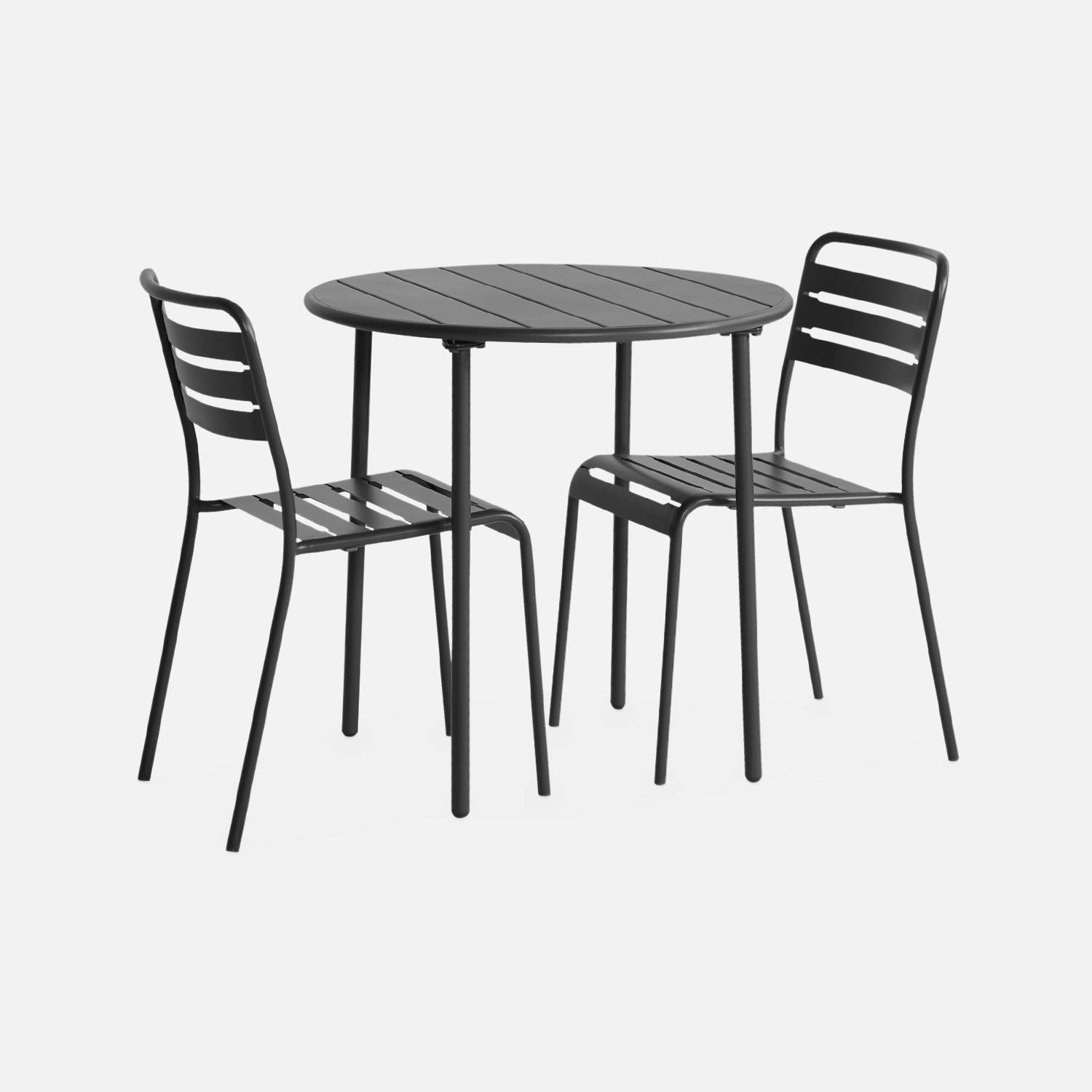 Table de jardin métal anthracite avec 2 chaises  | sweeek