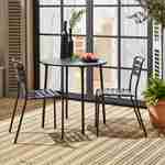 Table de jardin métal anthracite Amélia avec 2 chaises, traitement antirouille Photo1