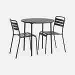Table de jardin métal anthracite Amélia avec 2 chaises, traitement antirouille Photo3
