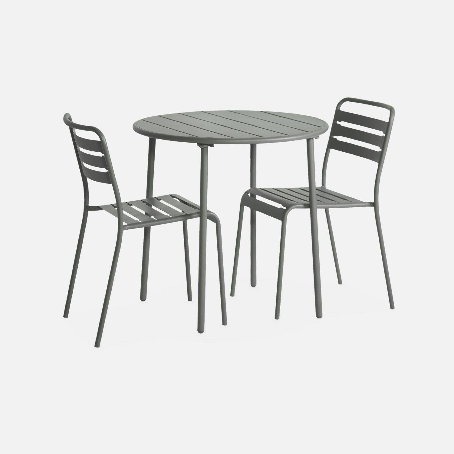 Amélia savane metalen tuintafel met 2 stoelen, roestbestendige afwerking,sweeek,Photo3