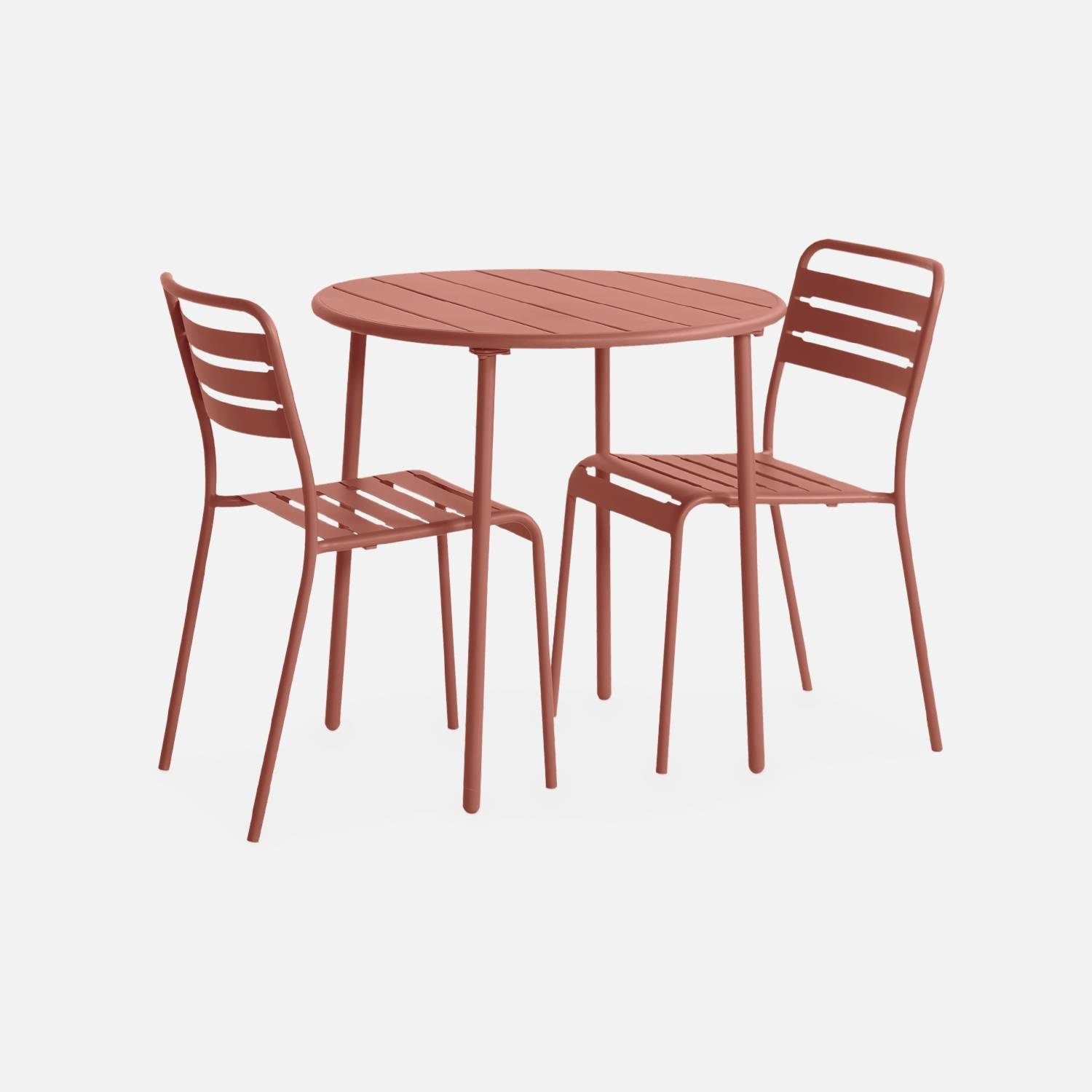 Terracotta metalen tuintafel met 2 stoelen | sweeek
