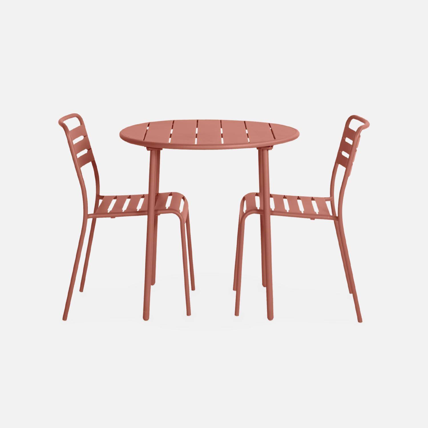 Table de jardin métal terracotta Amélia avec 2 chaises, traitement antirouille,sweeek,Photo4