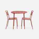 Table de jardin métal terracotta Amélia avec 2 chaises, traitement antirouille Photo4