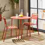 Table de jardin métal terracotta Amélia avec 2 chaises, traitement antirouille Photo2