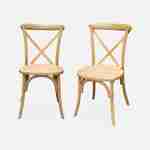 Lot de 2 chaises de bistrot en bois de cédrèle naturel, vintage, assise en rotin, empilables Photo3