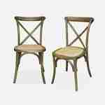 Set von 2 Bistrostühlen aus altbraunem Hevea-Holz, Vintage, Sitzfläche aus Rattan, stapelbar Photo3