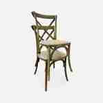 Lot de 2 chaises de bistrot en bois d'hévéa marron vieilli, vintage, assise en rotin, empilables Photo6