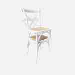 Lot de 2 chaises de bistrot en bois d'hévéa blanc, vintage, assise en rotin, empilables Photo6