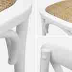 Set von 2 Bistrostühlen aus weißem Hevea-Holz, Vintage, Sitzfläche aus Rattan, stapelbar Photo7