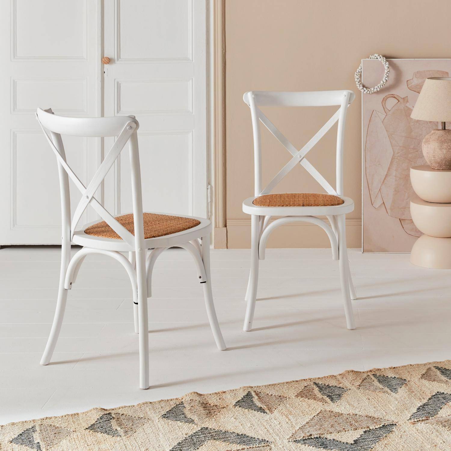 Silla de bistró vintage de madera, set de 2, Belleville, Blanco, 48.5x53.5x88.5 cm Photo2 Silla de bistró vintage de madera, set de 2, Belleville, Blanco, 48.5x53.5x88.5 cm Photo2