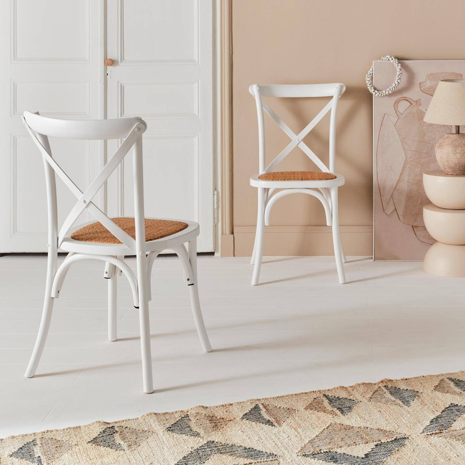 Silla de bistró vintage de madera, set de 2, Belleville, Blanco, 48.5x53.5x88.5 cm Photo1 Silla de bistró vintage de madera, set de 2, Belleville, Blanco, 48.5x53.5x88.5 cm Photo1