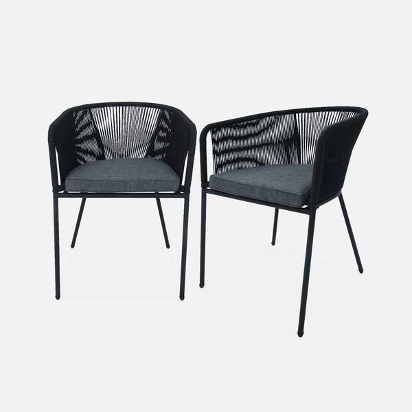 Tropic Tuinfauteuil Set Van 2 – Aluminium/textileen, Zwart/zilver, 57,5x62x90 Cm, Anti-UV, Niet Stapelbaar