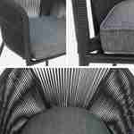 2er-Set Gartensessel aus schwarzem Seil und verzinktem Stahl, graues Kissen Photo4