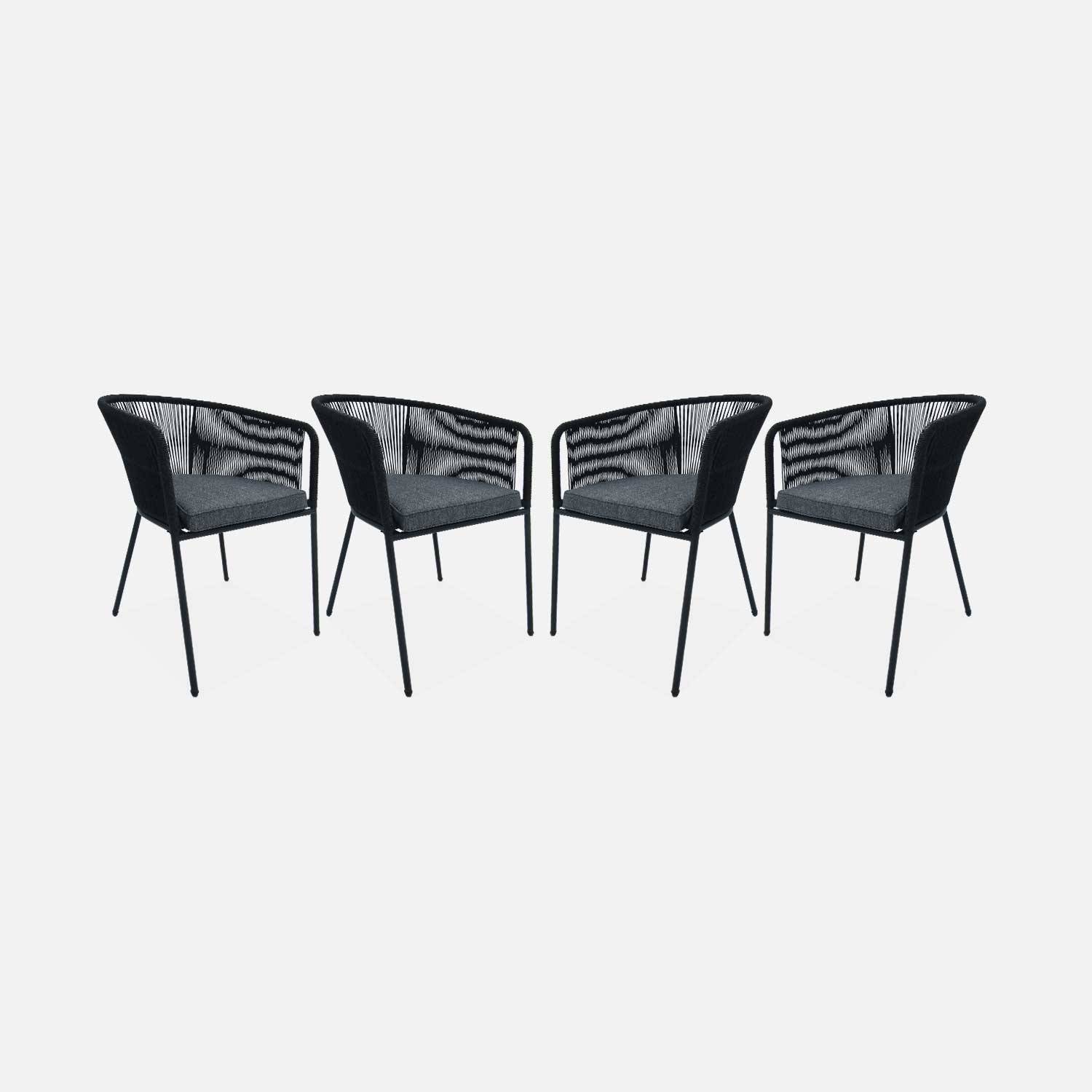 Tuinstoelen, zwart, Santos, set van 4