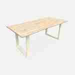 Table de jardin 6 places en bois avec bancs bois d'acacia et structure en acier ivoire Photo5
