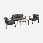 Set di mobili da giardino Casoria, grigio scuro, alluminio e polipropilene 4 posti, 1 divano, 2 poltrone, 1 tavolino Photo3