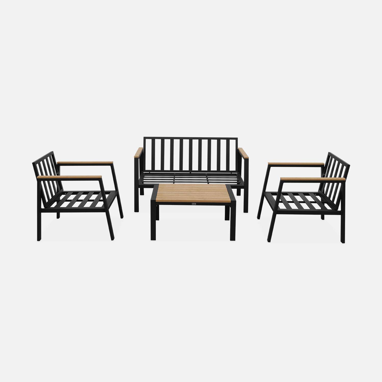 Set di mobili da giardino Casoria, grigio scuro, alluminio e polipropilene 4 posti, 1 divano, 2 poltrone, 1 tavolino Photo8