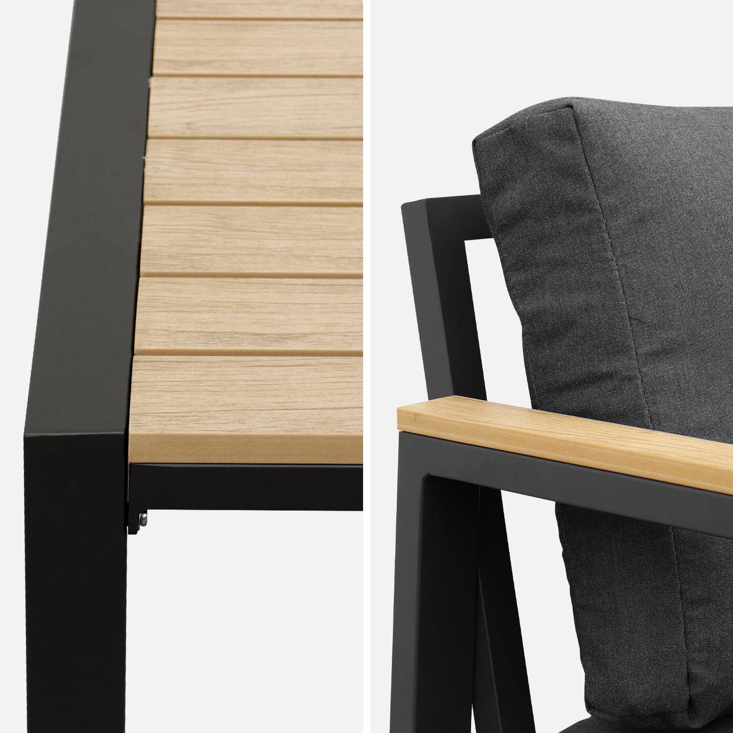 Salon de jardin Casoria, gris foncé, aluminium et polywood 4 places, 1 canapé, 2 fauteuils, 1 table basse,sweeek,Photo11