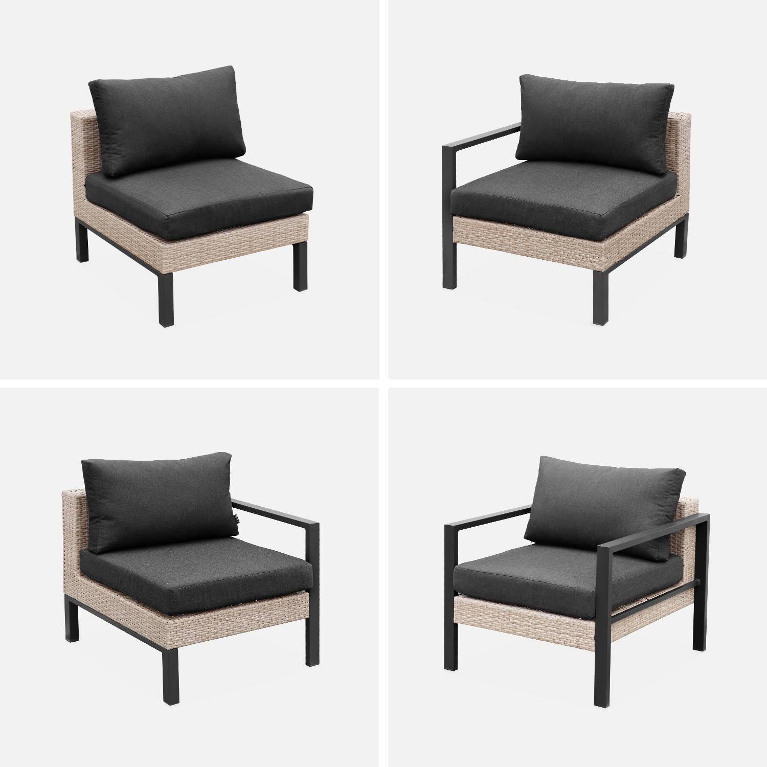 Donkergrijze loungeset, Velletri, aluminium, wicker, 5-zits B68 x D74 x H63/76cm,sweeek,Photo8