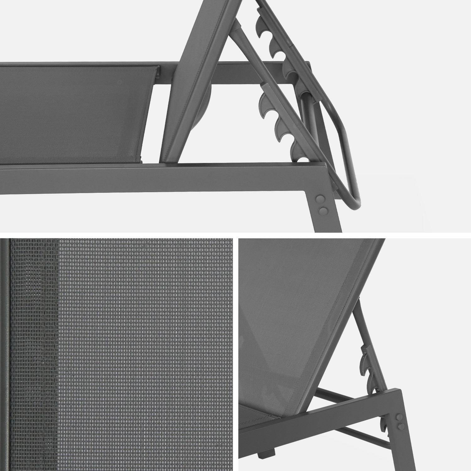 2er-Set Liegestuhl aus Textilene und Metall mit mehreren Positionen. Anthrazit. L 155 x P 59 x H 106 cm Photo6