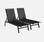 Set di 2 sedie a sdraio nere in textilene e metallo | sweeek