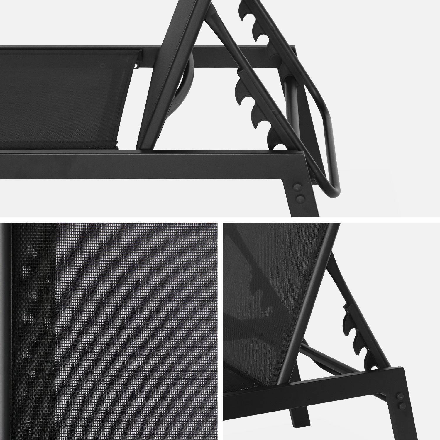 Pair of textilene and metal multi-position loungers, Flora, Black, 155x59x106 cm,sweeek,Photo7