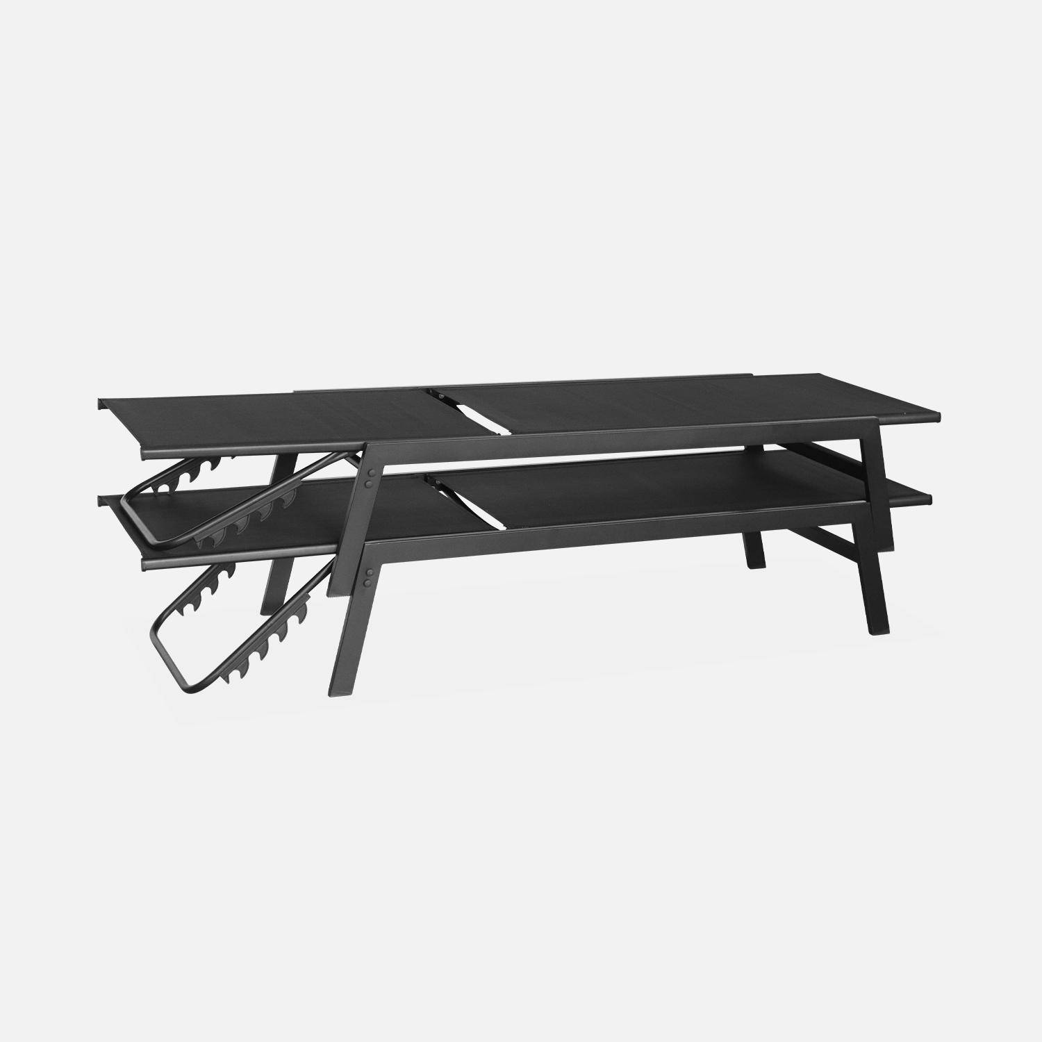 Pair of textilene and metal multi-position loungers, Flora, Black, 155x59x106 cm,sweeek,Photo7
