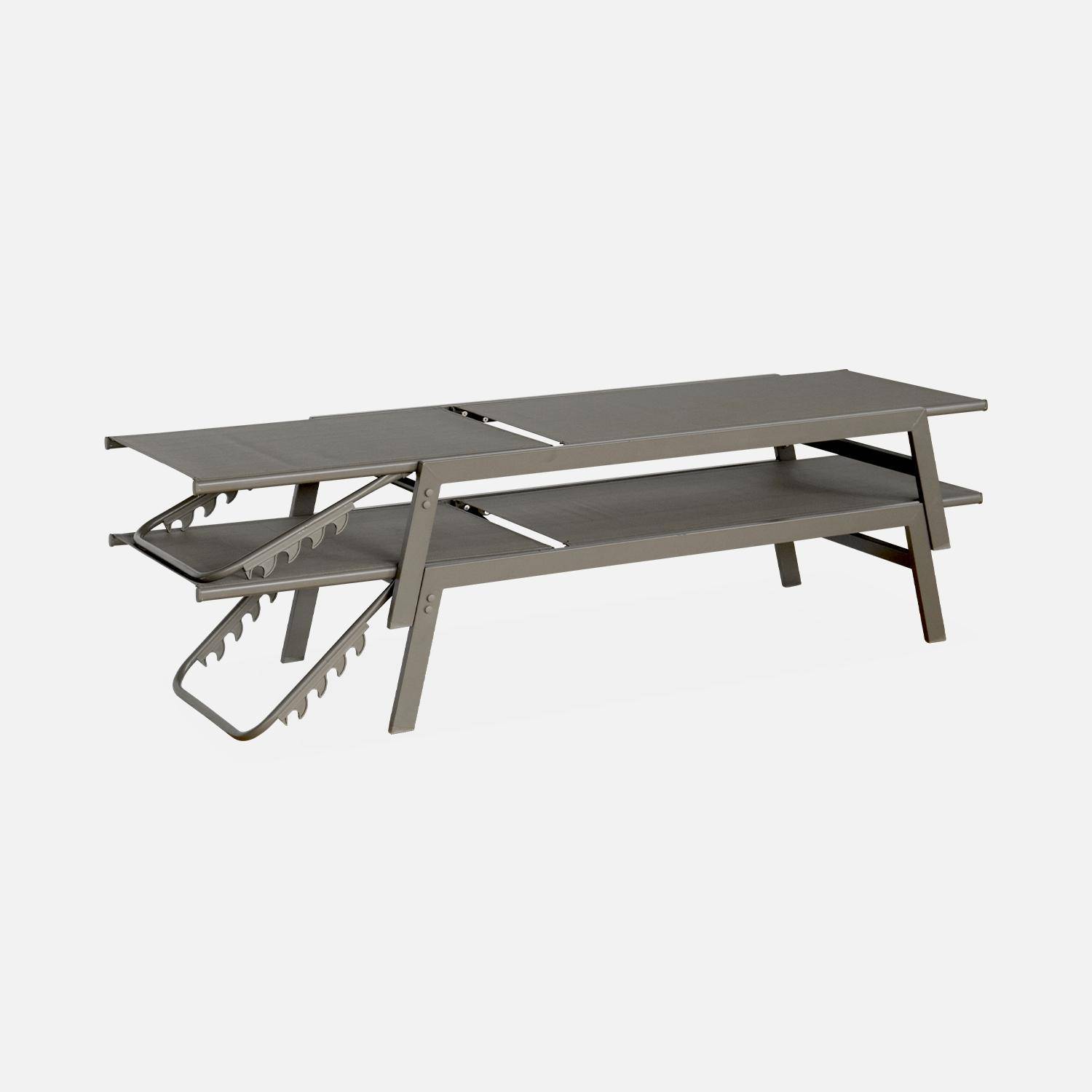 Set van 2 taupe ligstoelen, 5 posities, textilene en metaal, FLORA, B155 x D59 x H106cm,sweeek,Photo6