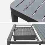 Table de jardin extensible aluminium + 8 fauteuils de jardin empilables, gris clair  Photo4