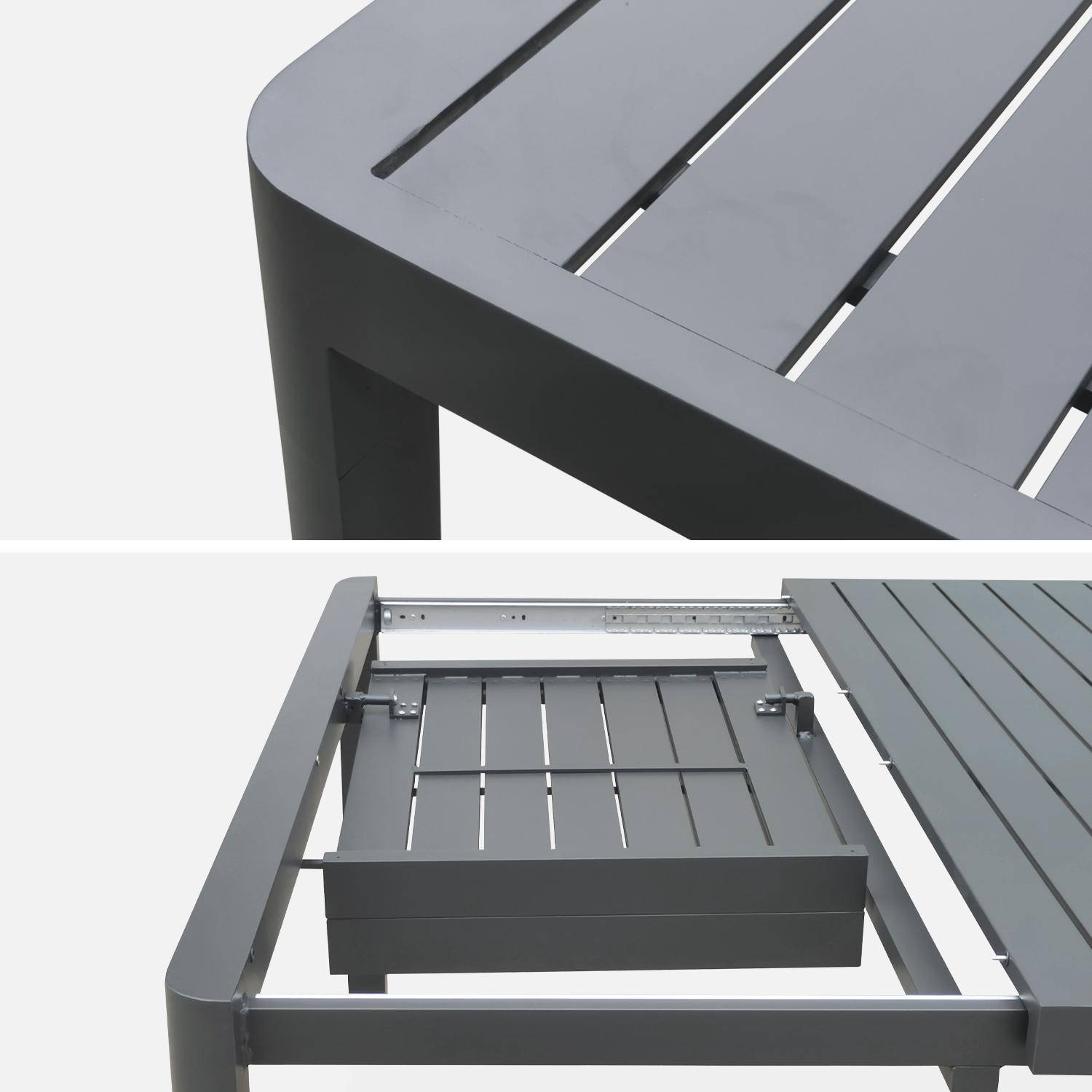 Table de jardin extensible aluminium + 8 fauteuils de jardin empilables, gris clair  Photo4