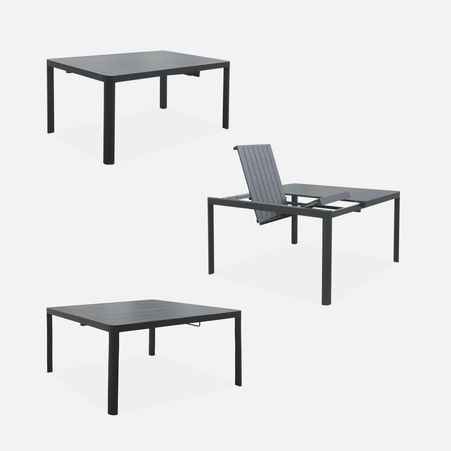 Table de jardin extensible aluminium + 8 fauteuils de jardin empilables, gris clair  Photo2