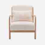 Sessel aus Holz und Bouclé-Stoff, 1 Person, Zirkelbeine, solides Holzgestell, skandinavischer Stil Photo6