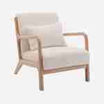 Sessel aus Holz und Bouclé-Stoff, 1 Person, Zirkelbeine, solides Holzgestell, skandinavischer Stil Photo5