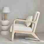 Sessel aus Holz und Bouclé-Stoff, 1 Person, Zirkelbeine, solides Holzgestell, skandinavischer Stil Photo2