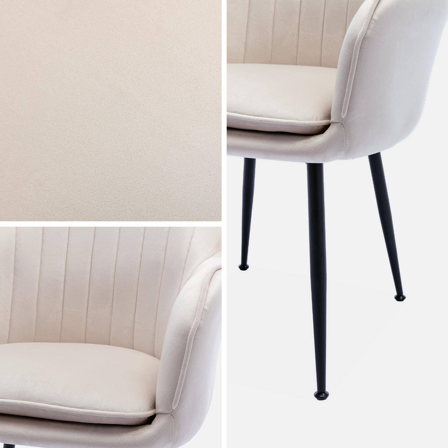 Set van 2 velours fauteuils in gebroken wit met zwarte metalen poten, Shella B 57 x D 59 x H 84,5 Photo6