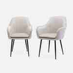 Lot de 2 fauteuils en velours blanc cassé et pieds en métal noir, Shella L 57 x P 59 x H 84,5 Photo2